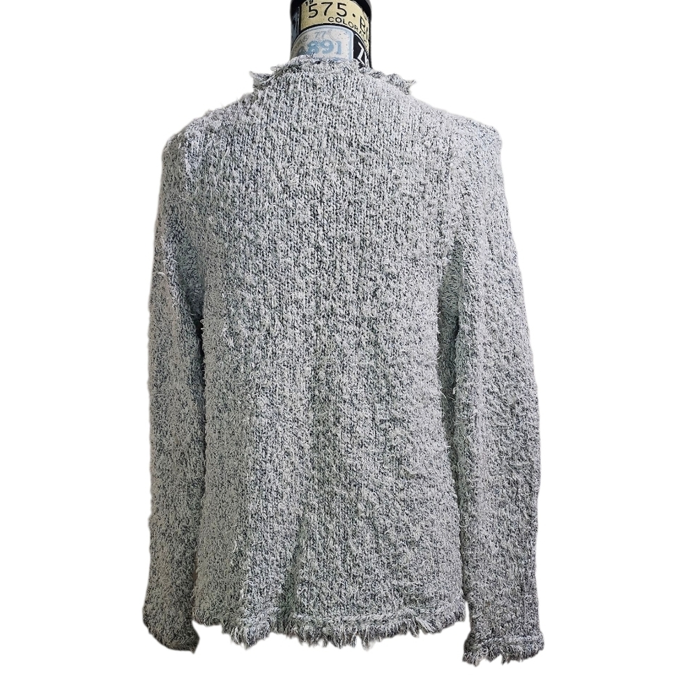 ett:twa by Anthropologie Fringe Boucle Open Cardigan Jacket Medium - Picture 3 of 7